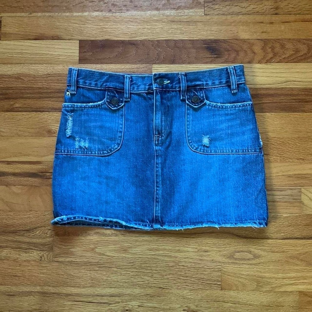 Preppy Y2k Ultra Low Rise Denim Mini Skirt Size 6 2000s Boho Festival Going Out